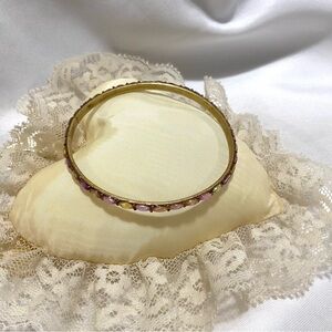 Pastel Colored Cabochon Gold Tone Bangle